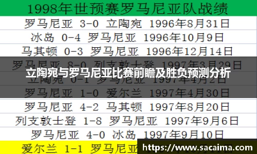 立陶宛与罗马尼亚比赛前瞻及胜负预测分析